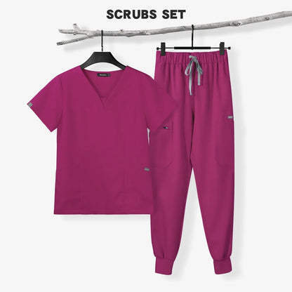 Cralom Men's Scrubs Set: Top & Relax Pants, Short Sleeve, Leisure Fit