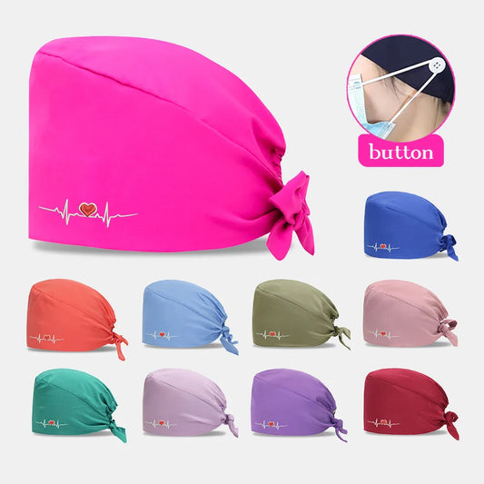 Cralom Embroidered Stretch Medical Hat Surgical Cap for Women