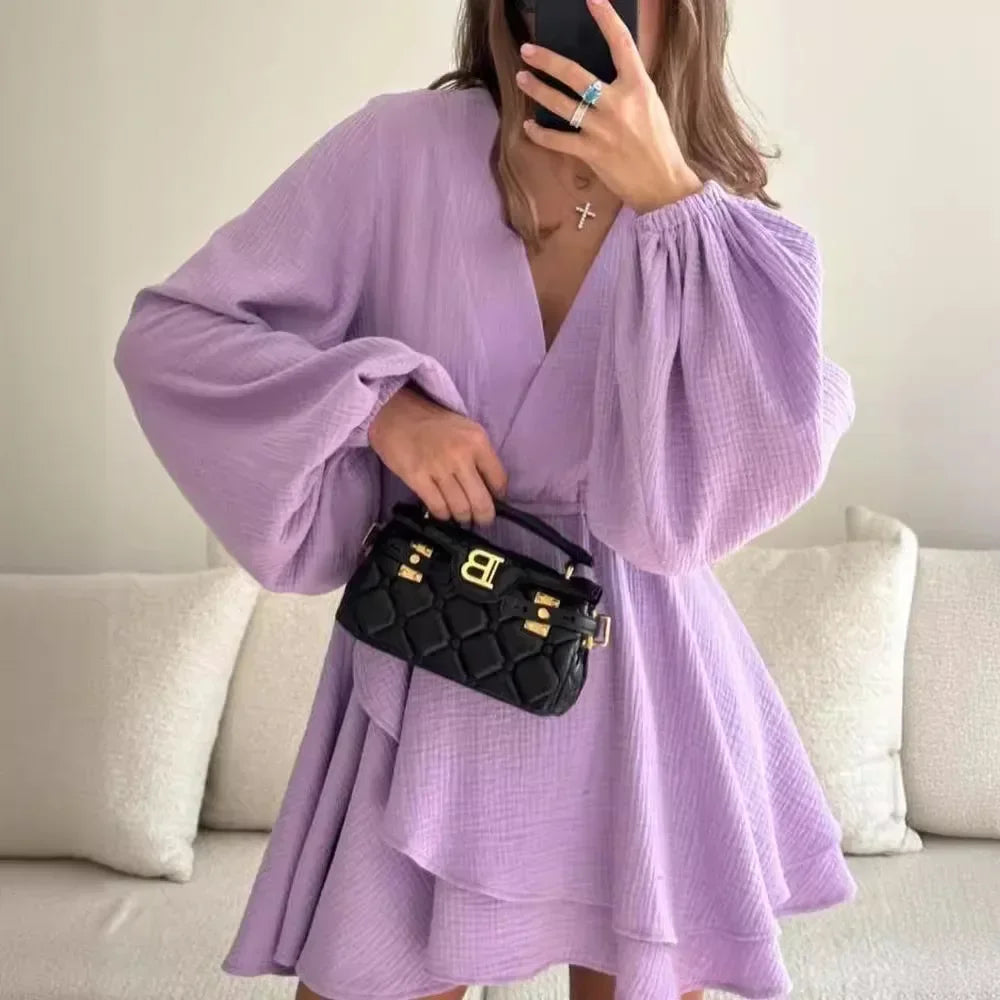 Cralom Deep V-neck Layered Summer Dress