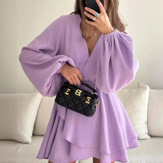 Cralom Deep V-neck Layered Summer Dress