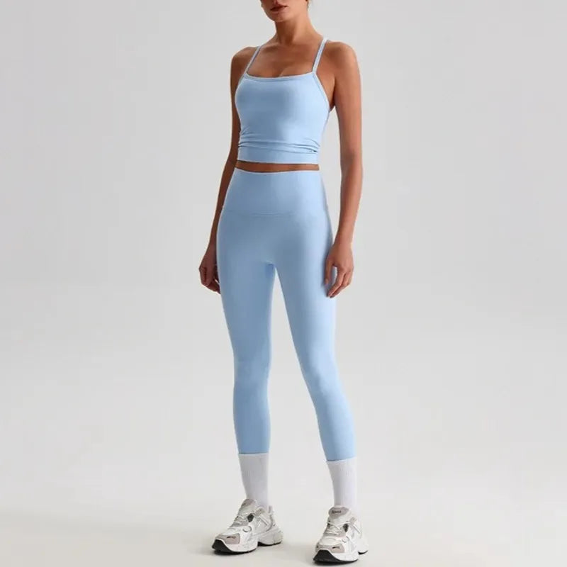 Cralom Naked Feel Seamless Yoga Set: Sports Bra & High-Waisted Leggings
