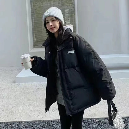 Cralom Winter College Love Hooded Down Cotton Padded Jacket