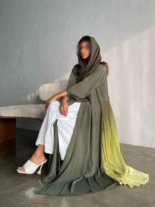 Cralom Eid Abaya Kaftan Chiffon Kimono Dress for Muslim Women