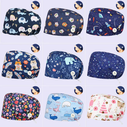 Cralom Dental Patterned Scrub Cap – Adjustable Surgical Work Hat for Nurses & Doctors