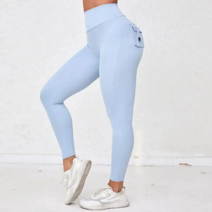 Cralom Seamless Yoga Leggings with Hip-lifting Design & Pocket