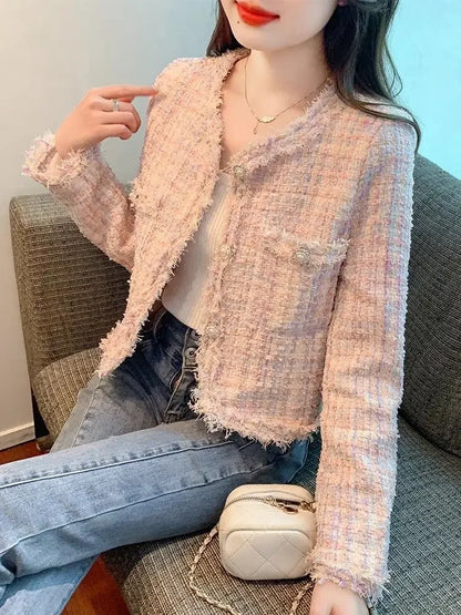 Cralom Pink Tassel Jacket: Youthful Winter Coat for Women, Modern Style