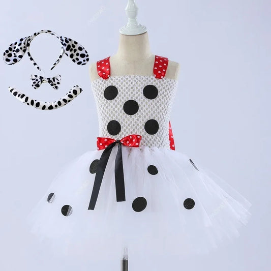 Cralom Dalmatians Mesh Tutu Dress for Girls