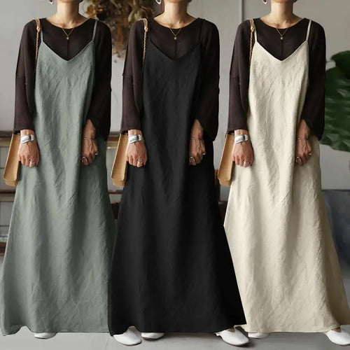 Cralom Sexy V-Neck Sleeveless Long Dress