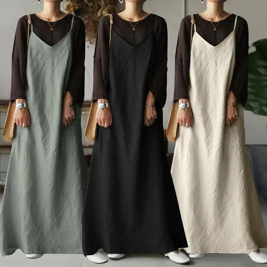 Cralom Sexy V-Neck Sleeveless Long Dress