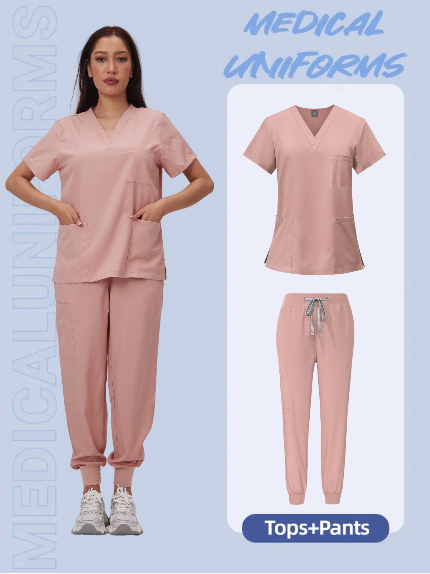 Cralom Anti-Wrinkle Nurse Scrubs Set with Pockets
