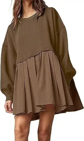 Cralom Color Blocked Pleated Dress for Autumn 2024