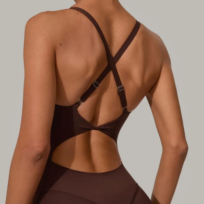 Cralom Women's Yoga Fitness Jumpsuit, High Elasticity, Lifts Buttocks, Gym Ready