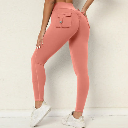 Cralom Seamless Yoga Leggings with Hip-lifting Design & Pocket
