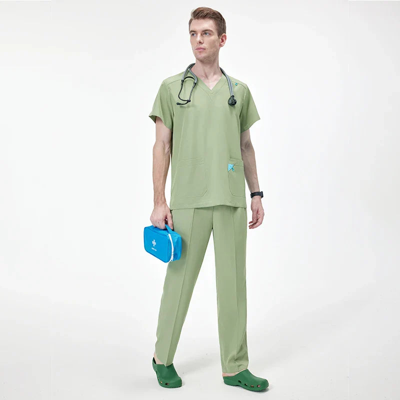 Cralom Unisex Scrub Set: V-Neck Top & Straight Leg Pant