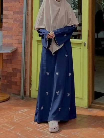 Cralom Butterfly Bow Abaya Kaftan Dress - Stylish Islamic Robe