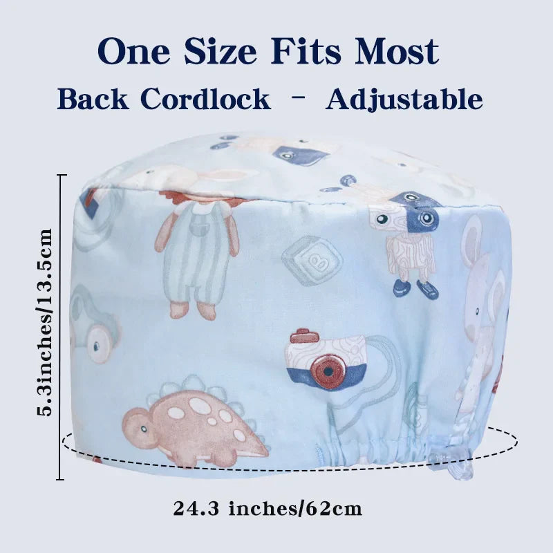 Cralom Cartoon Print Scrub Cap - Comfortable Women's Nurse Hat