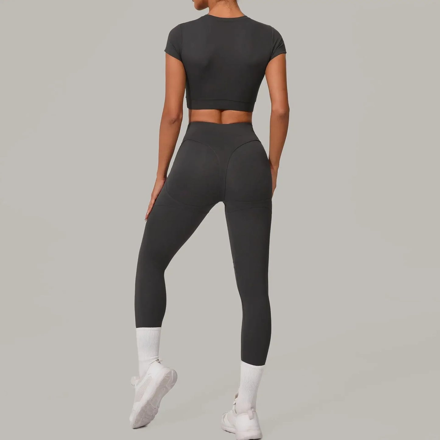 Cralom Seamless Brushed Yoga Set - High Waist Booty Lifting Workout Outfit