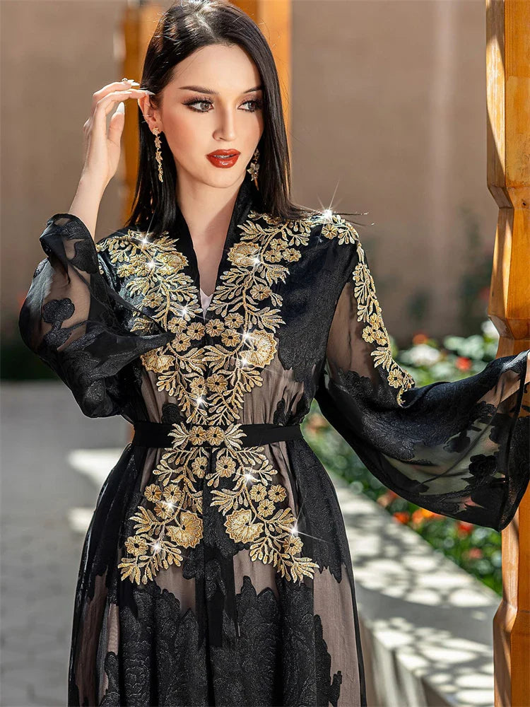 Cralom Black Kimono Abaya Set - Cralom Collection
