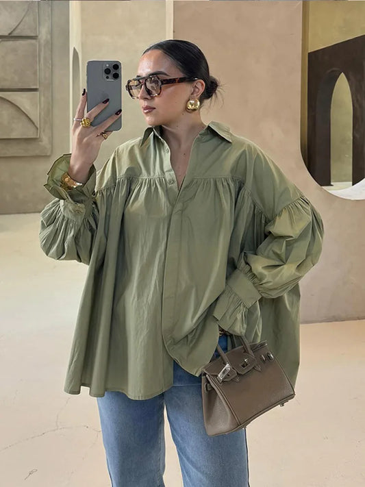Cralom Women's Loose Fit Button Blouse 2025 Spring Collection