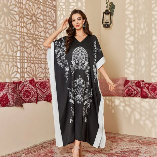 Cralom Printed Long Nightdress for Women in Elegant Spring Design