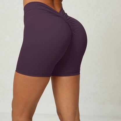 Cralom High-Waist Ruffled Booty Lift Yoga Shorts