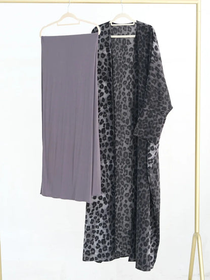 Helyn's Eid Leopard Kimono Cardigan Dress: Luxury Ramadan Fashion