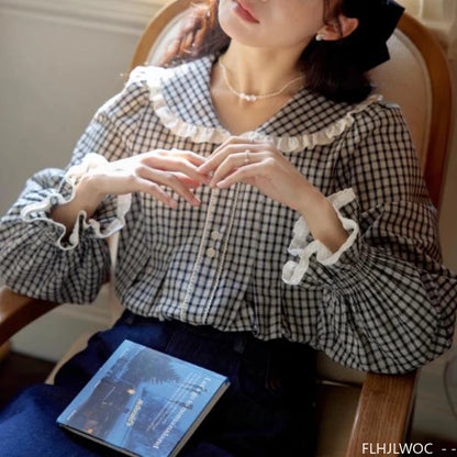 Cralom Mori Girls Flare Sleeve Ruffles Top - New 2025 Spring, Peter Pan Collar