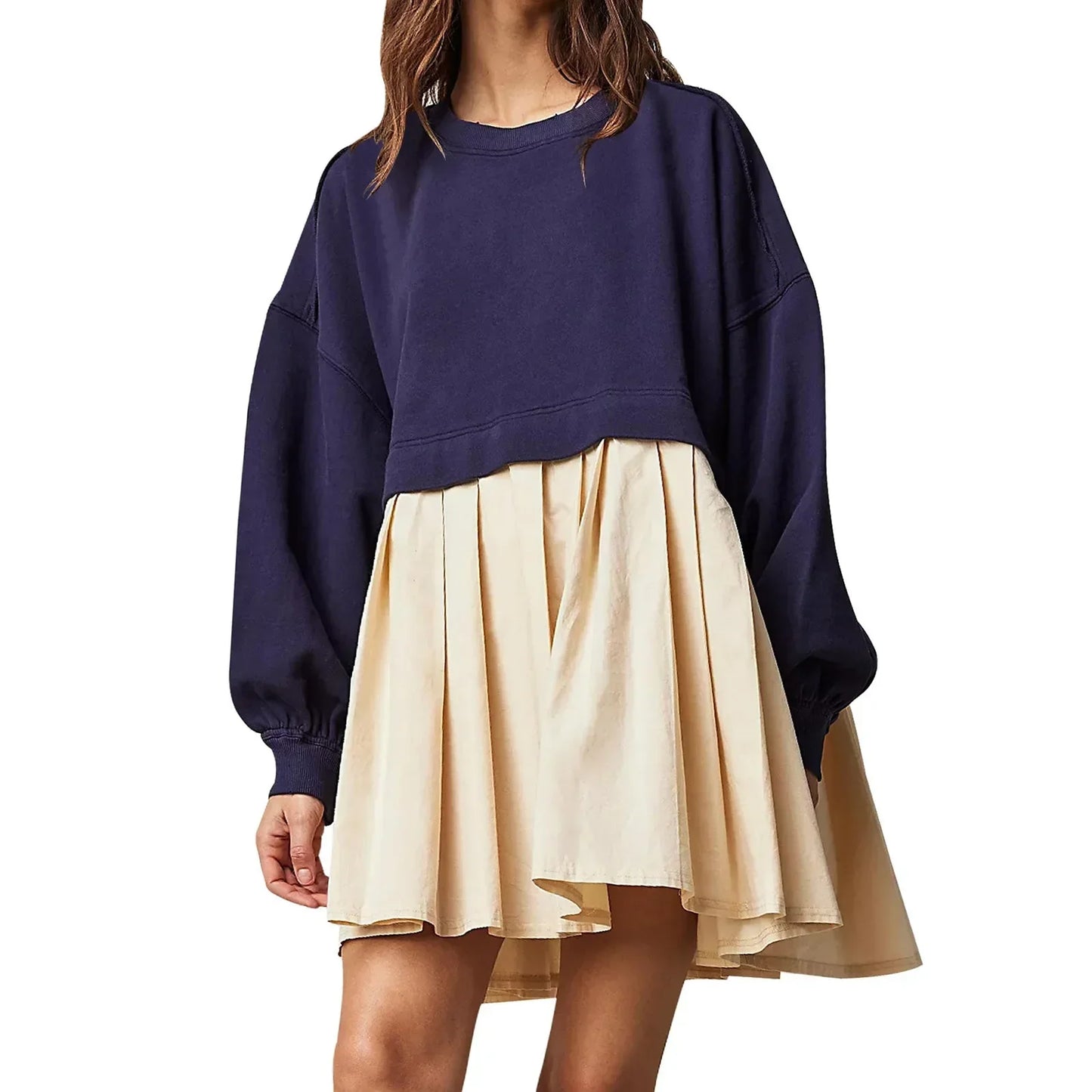 Cralom Color Blocked Pleated Dress for Autumn 2024