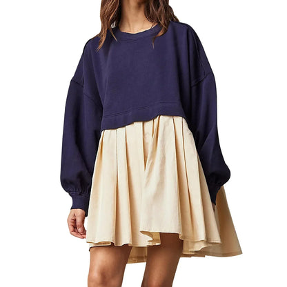 Cralom Color Blocked Pleated Dress for Autumn 2024