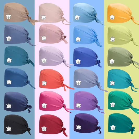 Cralom Women's Solid Scrubs Caps for Medical and Beauty Professionals