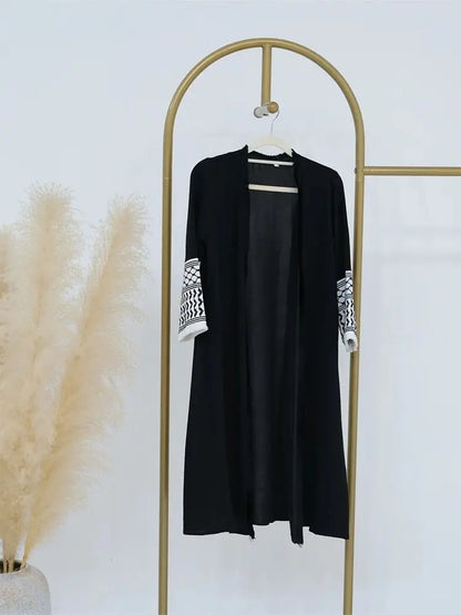 Cralom Ramadan Eid Embroidered Kimono Abaya - Elegant Muslim Kaftan Dress