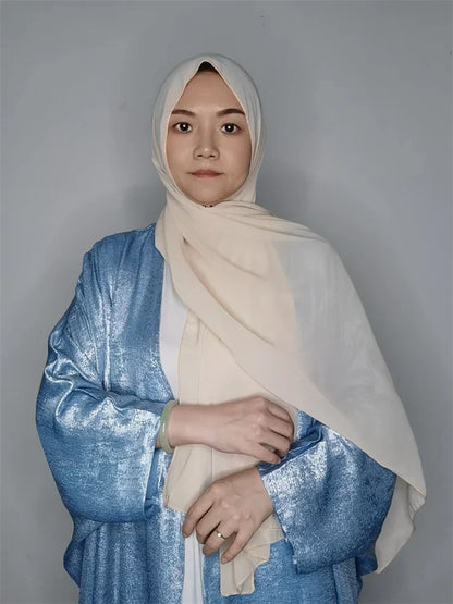 Cralom Elegant Shiny Batwing Kimono Abaya: Modest Muslim Women's Dress