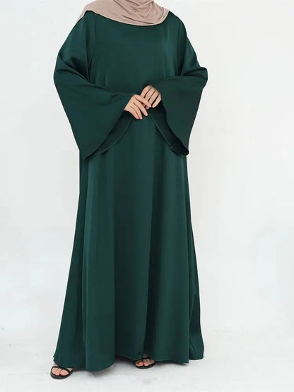 Cralom Ramadan Eid Satin Abaya Kaftan Robe Modest Dress