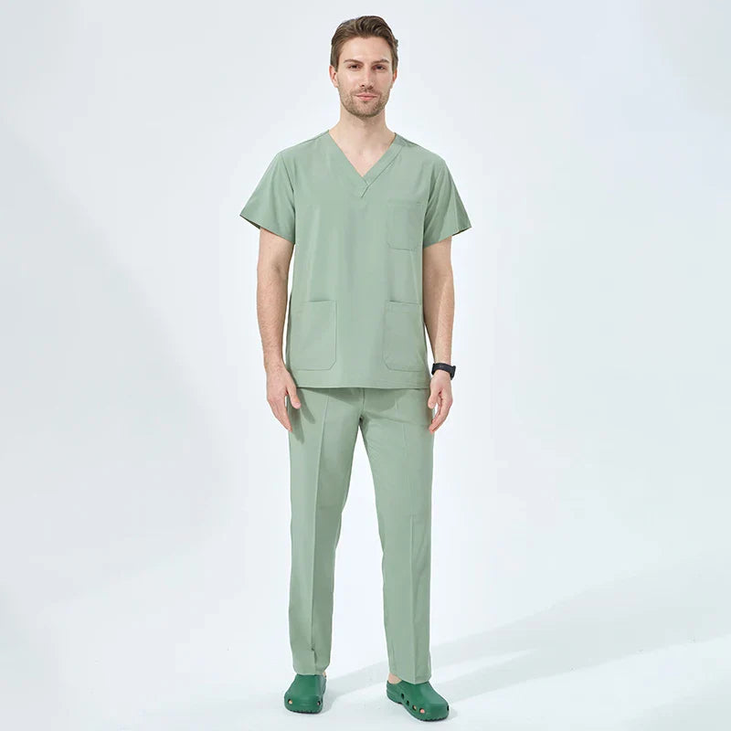 Cralom V-Neck Scrubs Set: Women's Slim Fit Surgeon Uniform Operating Room Stretch