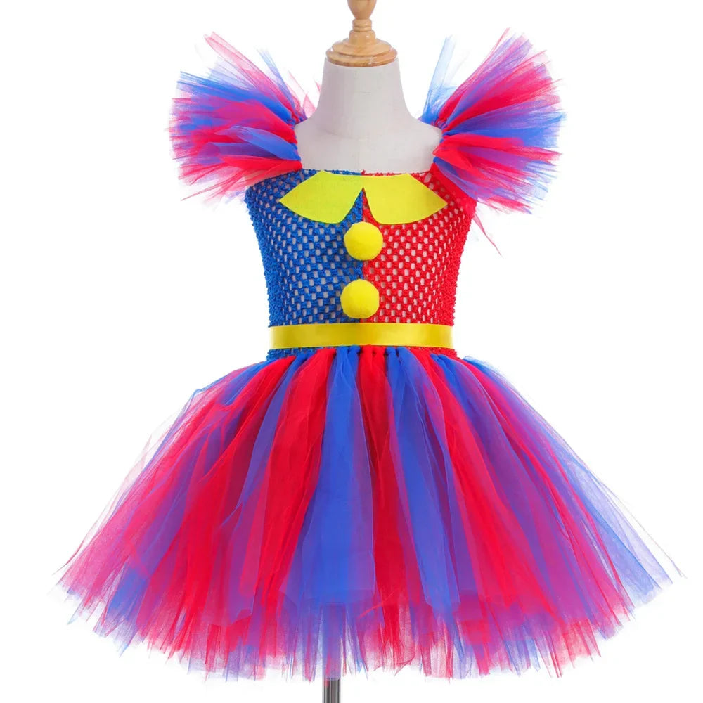Cralom Circus Clown Costume Tutu Dress for Kids Carnival Party Halloween