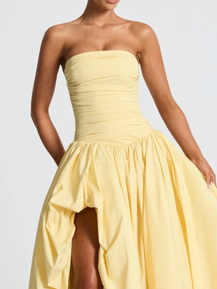 Cralom Elegant Solid Split Midi Dress - 2025 Fashion Sleeveless Dress