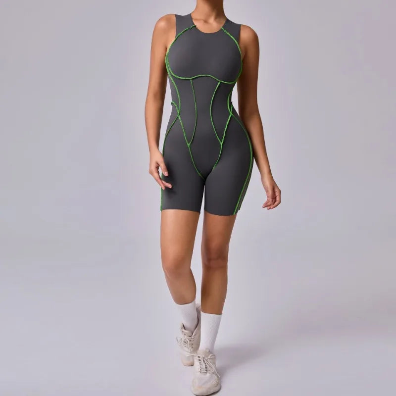 Cralom Seamless Yoga Jumpsuit for Women, Beauty Backless Hollow-out Fitness Tracksuit