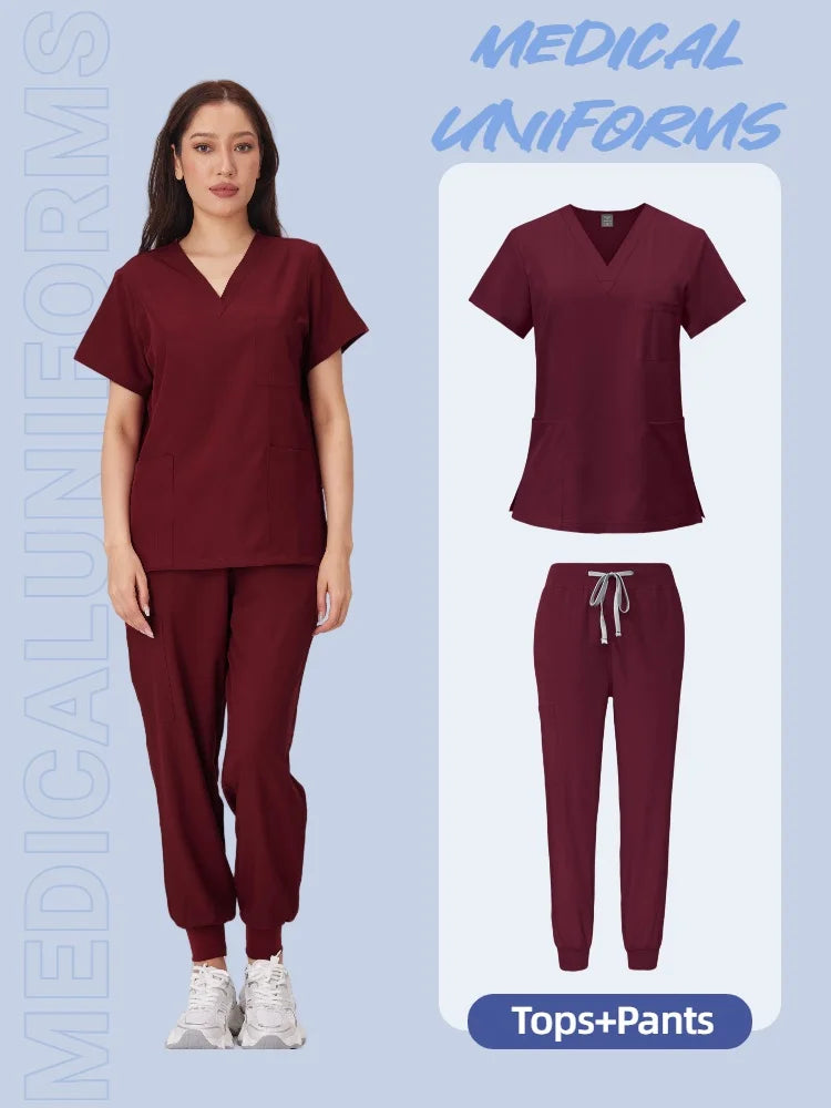 Cralom Anti-Wrinkle Nurse Scrubs Set with Pockets