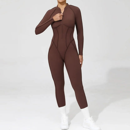 Cralom Backless Yoga Jumpsuit | Long Sleeve Tight-Fit Activewear
