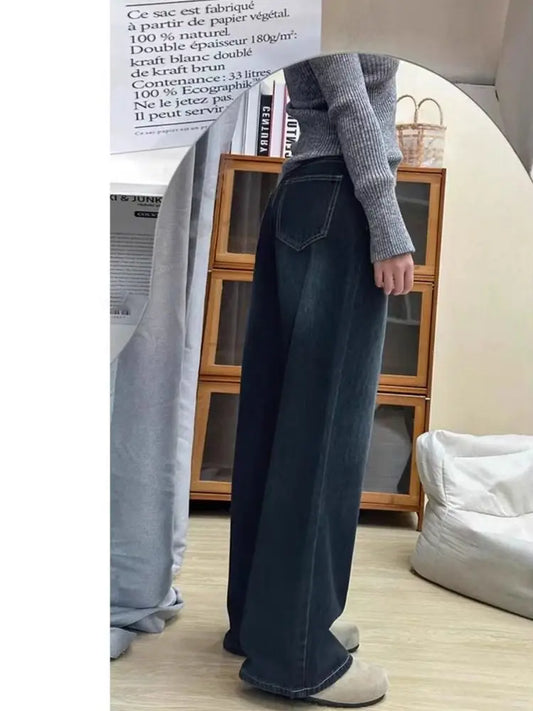 Cralom Vintage Washed High Waist Wide Leg Jeans Streetwear Casual for Women