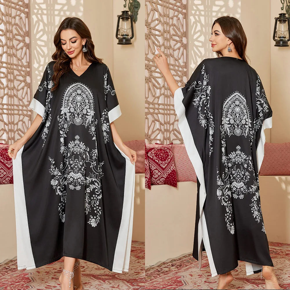 Cralom Printed Long Nightdress for Women in Elegant Spring Design