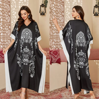 Cralom Printed Long Nightdress for Women in Elegant Spring Design