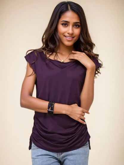 Cralom Retro Pink Short Sleeve Women's T-shirt Slim Summer Top