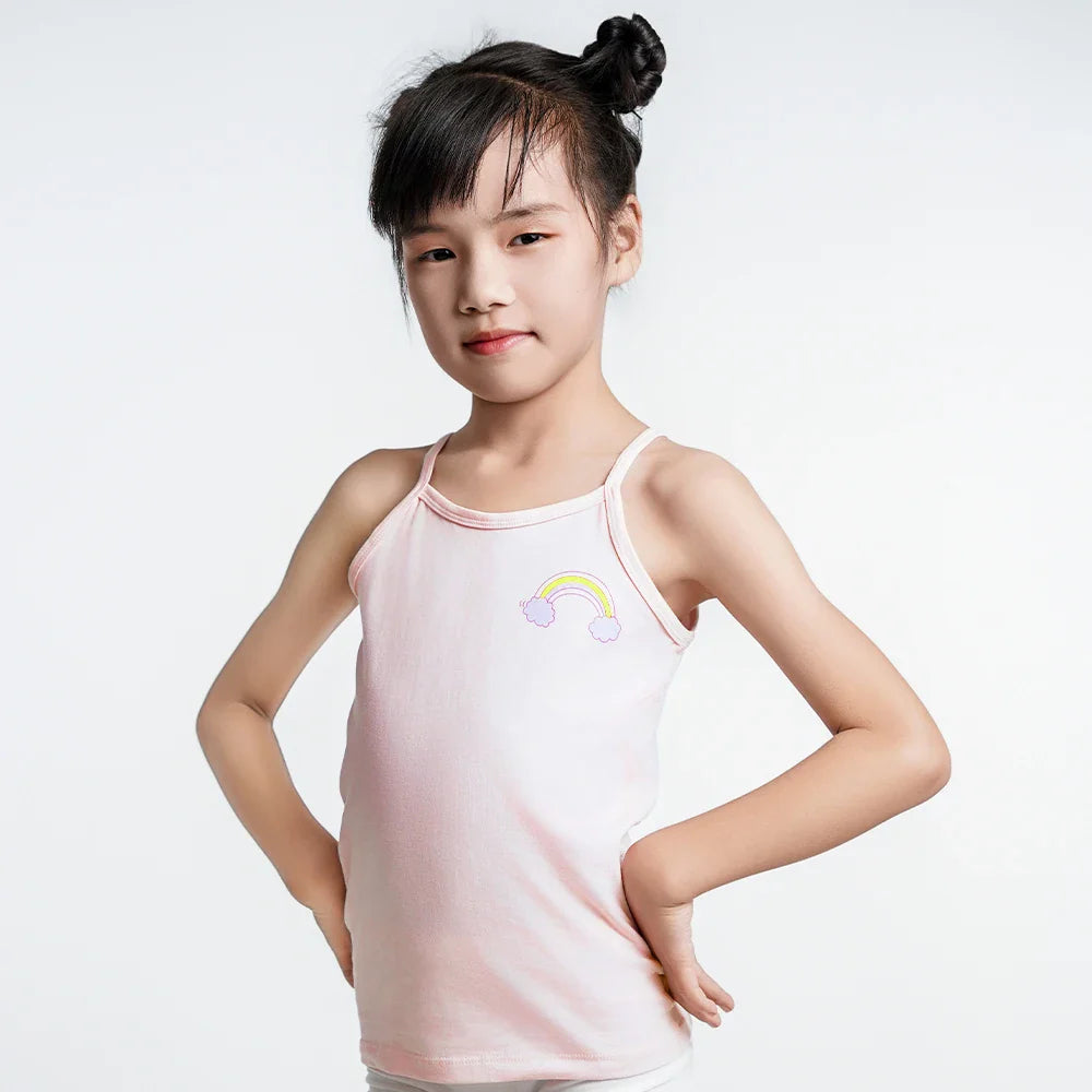 Girls Cotton Singlet Tops Breathable Tank by Cralom - Kids Cartoon Camisole Undershirt