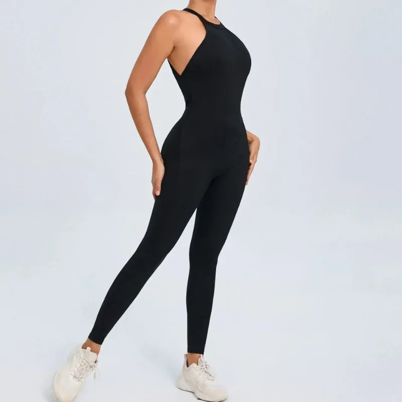 Cralom Yoga Jumpsuit: Hip-lifting, Backless One-Piece Fitness Tracksuit for Women