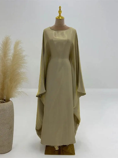 Helynys Butterfly Satin Maxi Abaya - Luxurious Dubai Kaftan Dress