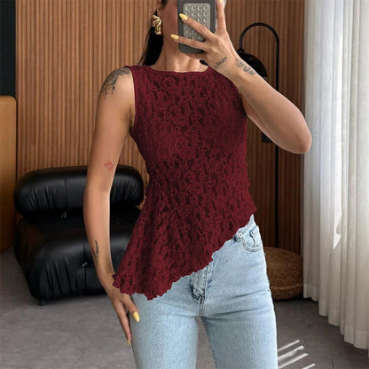 Cralom Lace Sleeveless Tank Top - Summer 2025 Elegant Slim Fit