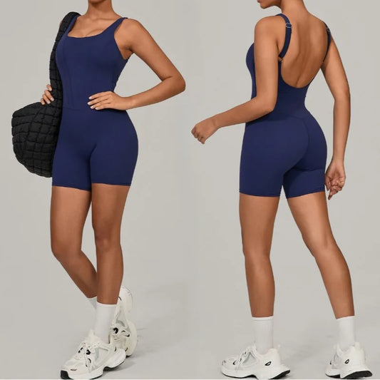 Cralom Seamless Yoga Jumpsuit with Adjustable Straps for Fitness & Workout