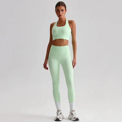 Cralom Seamless Yoga Set: Backless Sports Bra & Booty-Lifting Leggings