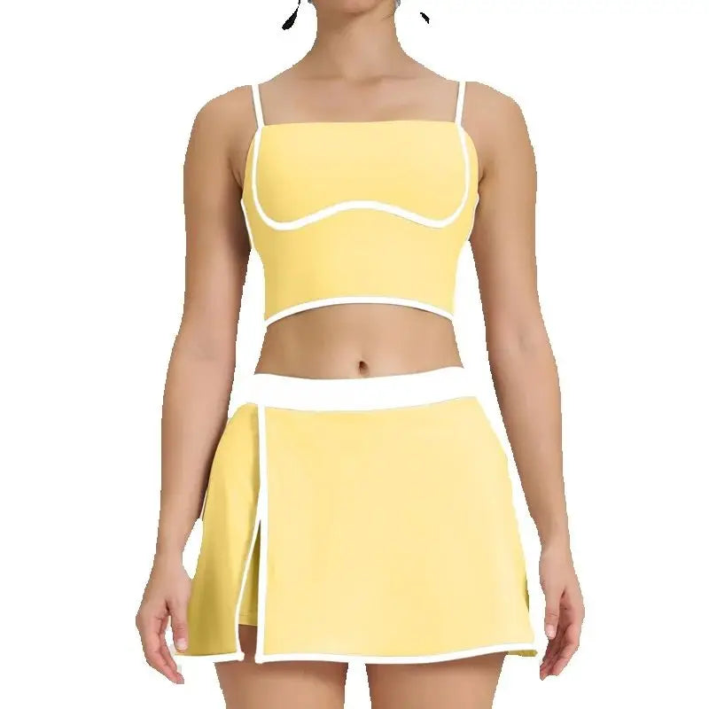 Cralom Women's Tennis Set: Vest & Skirt Fitness Yoga Gym Sportswear